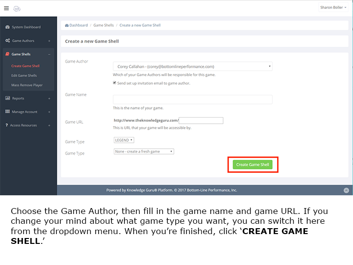 Create an 'Edit Game' page